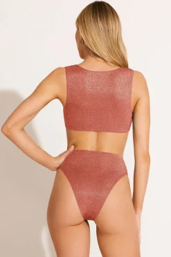 Barcelona High Waist Bottom - Pink Metallic