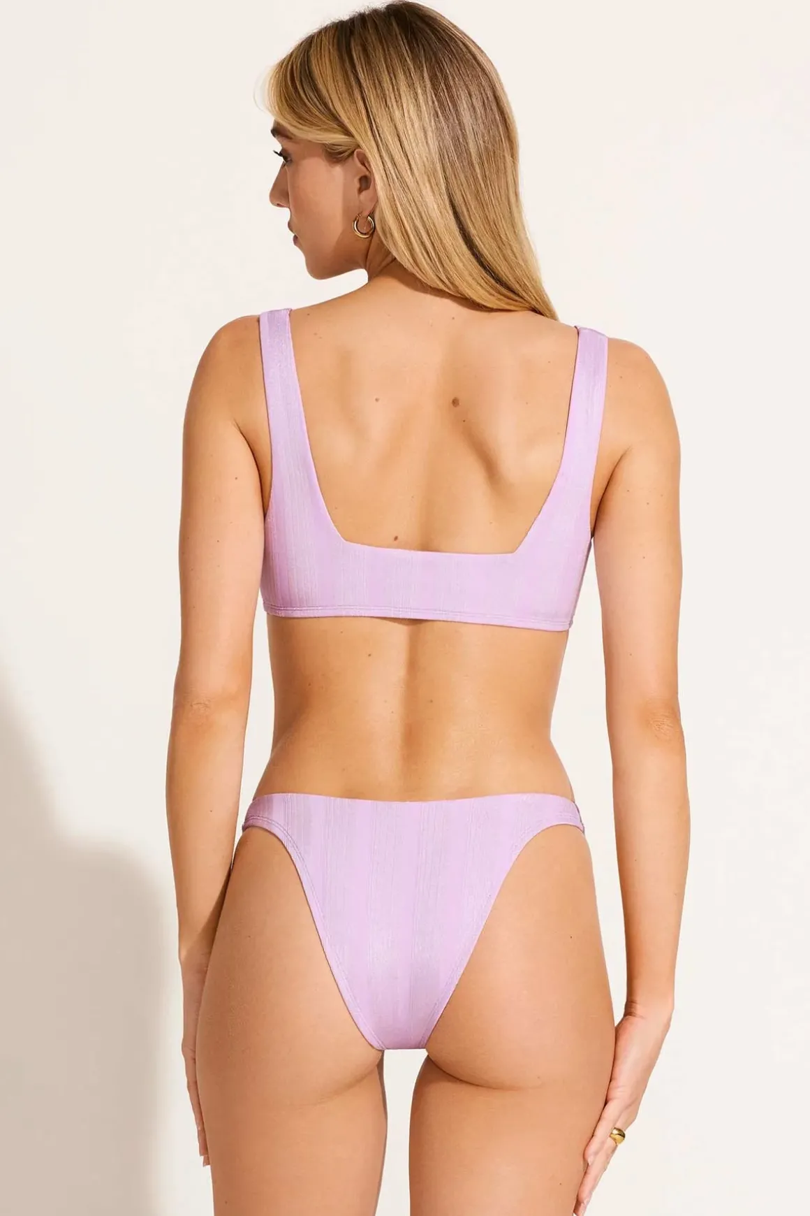 California High Leg Bottom - Orchid Shiny Stripe