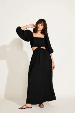 Cierra Cut Out Dress - Black EcoLinen