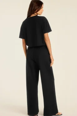 Coast Crop Tee - Black Cotton Jersey