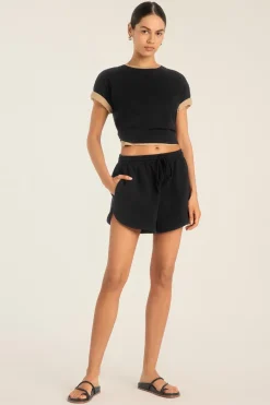 Coast Crop Tee - Black Cotton Jersey