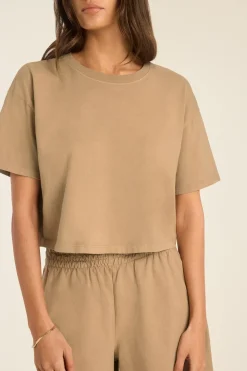 Coast Crop Tee - Latte Cotton Jersey