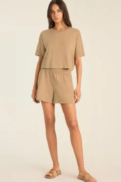 Coast Crop Tee - Latte Cotton Jersey