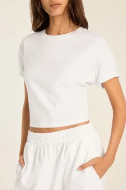 Coast Crop Tee - White Cotton Jersey