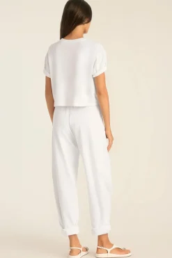 Coast Crop Tee - White Cotton Jersey