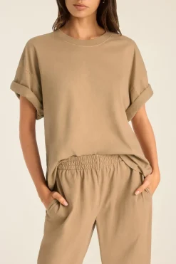 Coast Oversized Boyfriend Tee - Latte Cotton Jersey