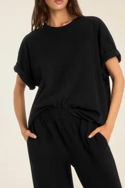 Coast Oversized Boyfriend Tee - Black Cotton Jersey
