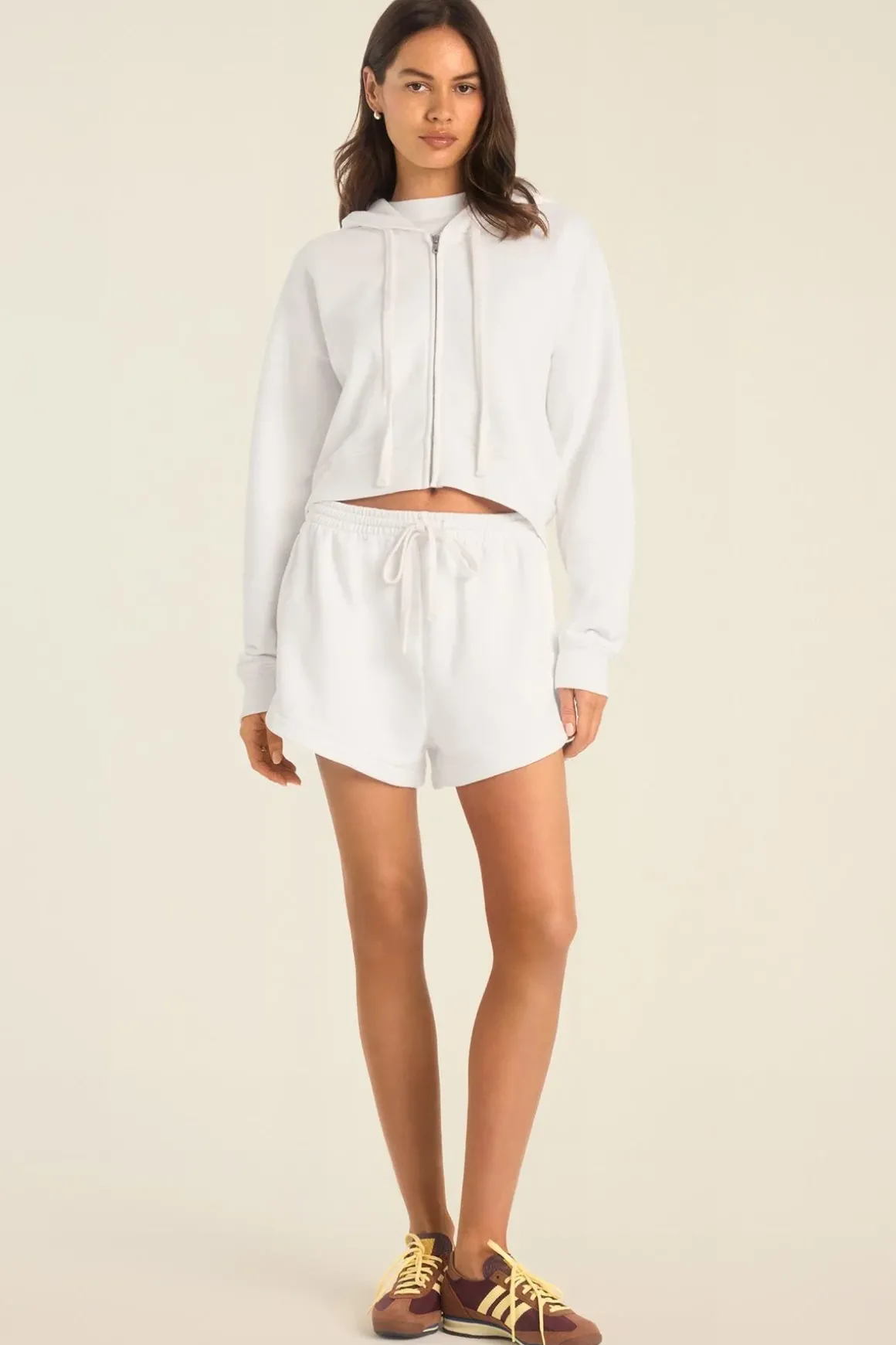 Dawn Crop Hoodie - White French Terry