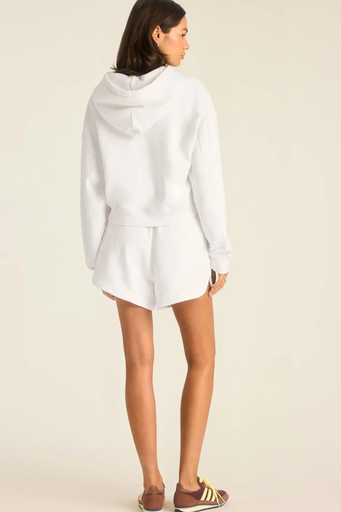 Dawn Crop Hoodie - White French Terry