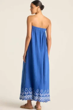 Daya Embroidered Dress - Cobalt Mykonos