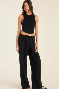 Daybreak Essential Crop Tank - Black Cotton Rib