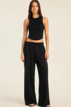 Daybreak Essential Crop Tank - Black Cotton Rib
