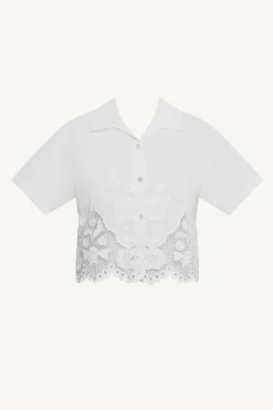 Flora Cropped Shirt - White Beachside Broderie