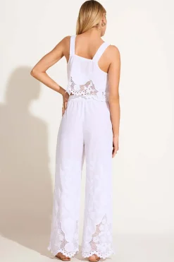 Flora Pant - White Beachside Broderie