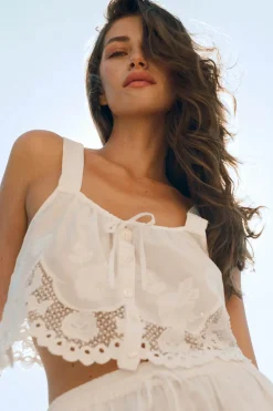 Flora Tank - White Beachside Broderie