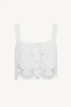 Flora Tank - White Beachside Broderie