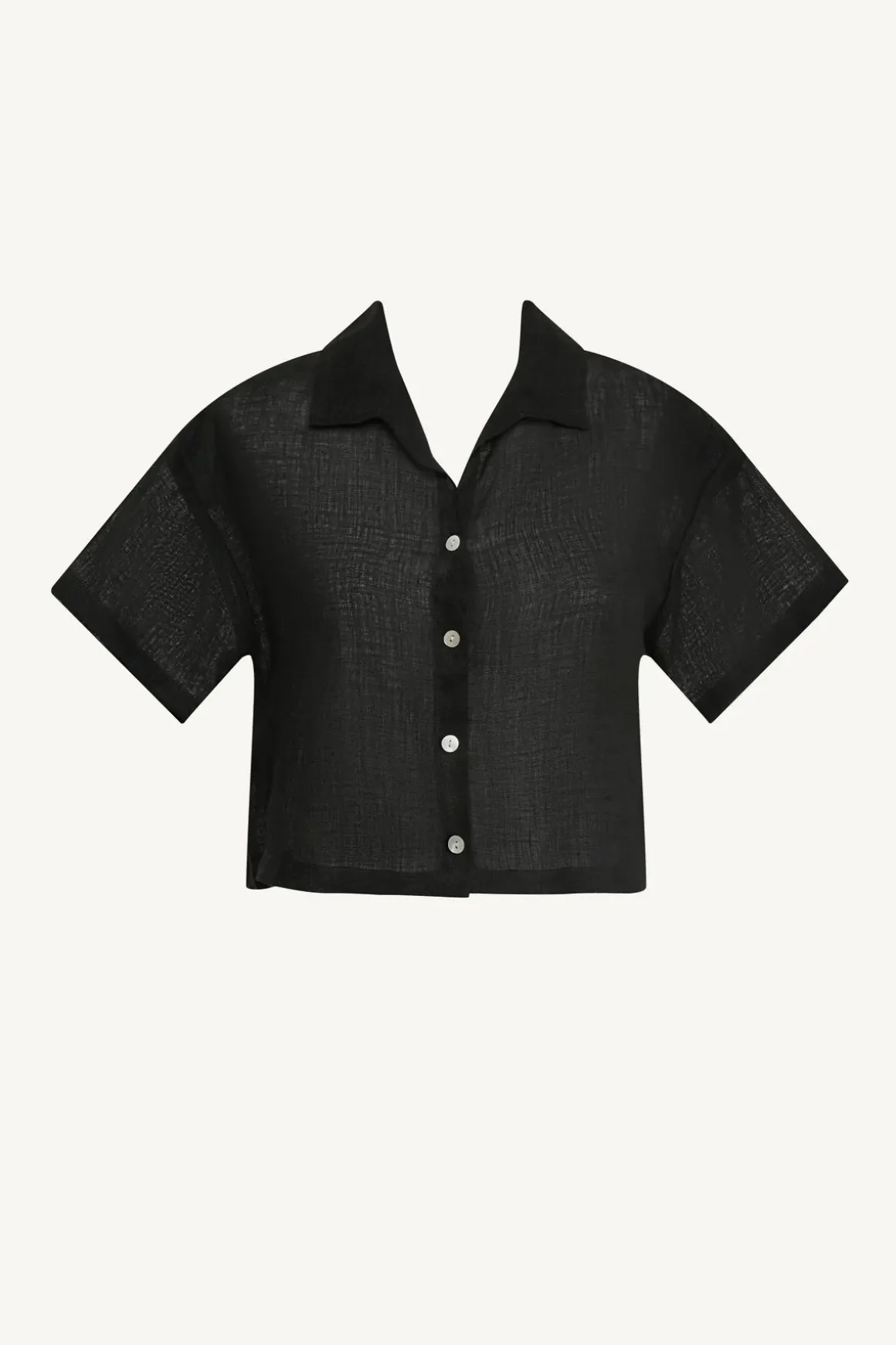 Hana Cropped Shirt - Black EcoLinen