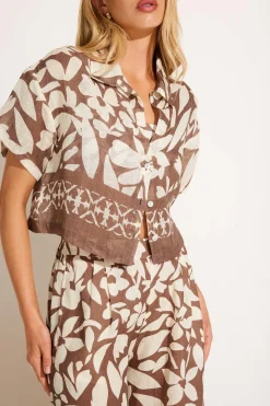 Hana Cropped Shirt - Desert Flower EcoLinen