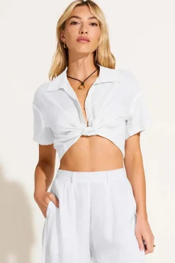 Hana Cropped Shirt - White EcoLinen