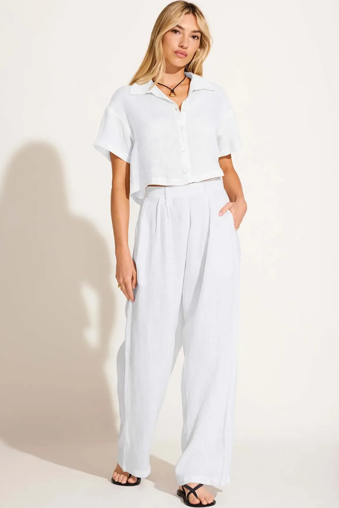 Hana Cropped Shirt - White EcoLinen