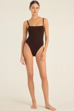 Jenna High Leg One Piece - Cocoa EcoLux
