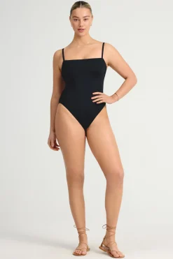 Jenna High Leg One Piece - Black EcoLux