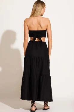 Joni Scarf Top - Black EcoLinen