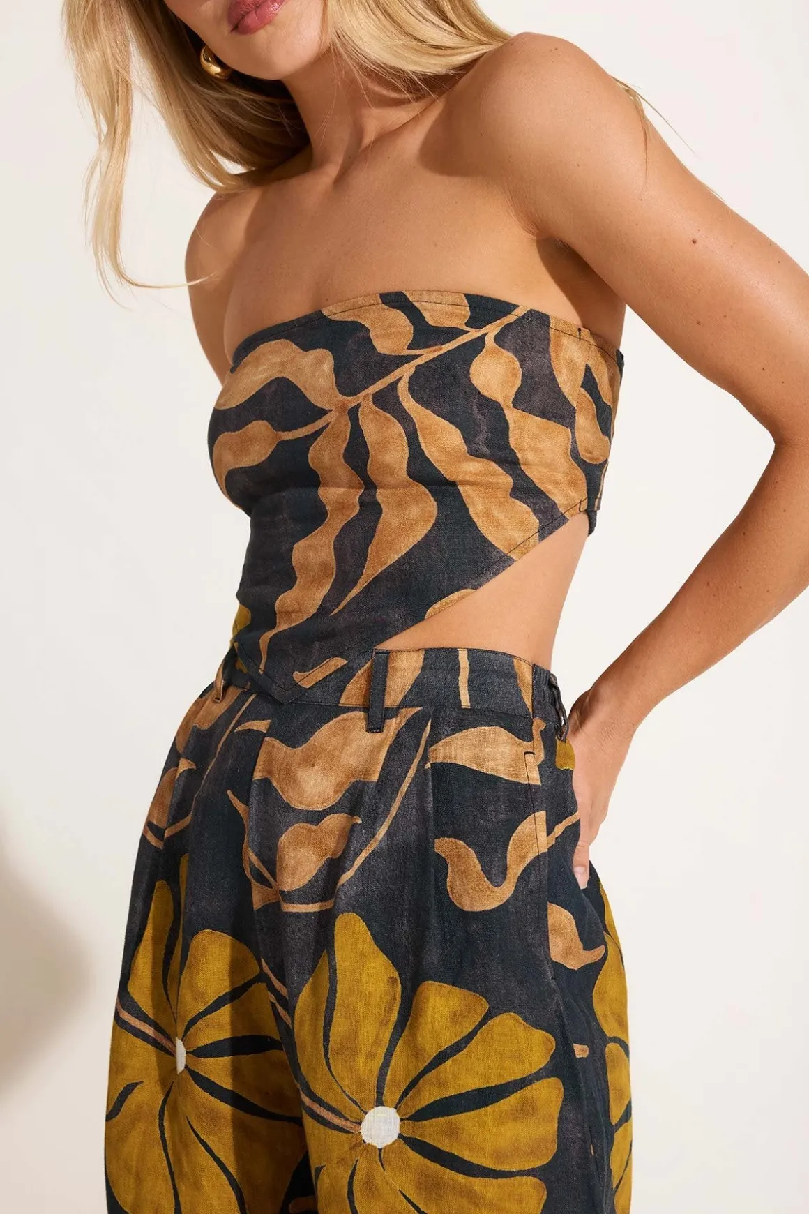 Joni Scarf Top - Kelp Flower EcoLinen