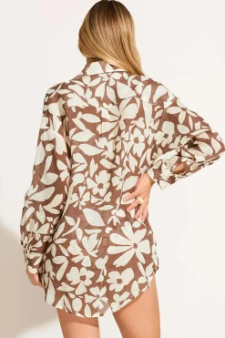 Playa Linen Boyfriend Shirt - Desert Flower EcoLinen