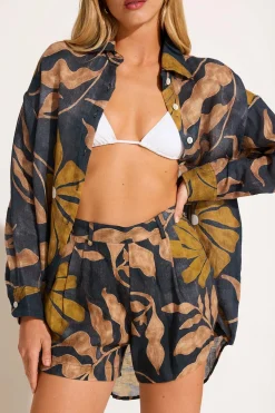 The Getaway Short - Kelp Flower EcoLinen