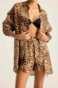 The Getaway Short Lux Leopard EcoLinen