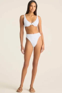 Vitamin A Barcelona High Waist Bottom White Seersucker Stripe