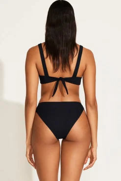 Vitamin A Cali High Leg Classic Coverage Bottom Black EcoRib