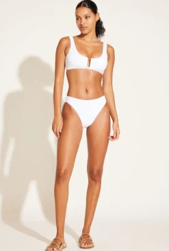 Vitamin A Cali High Leg Classic Coverage Bottom White EcoRib BT