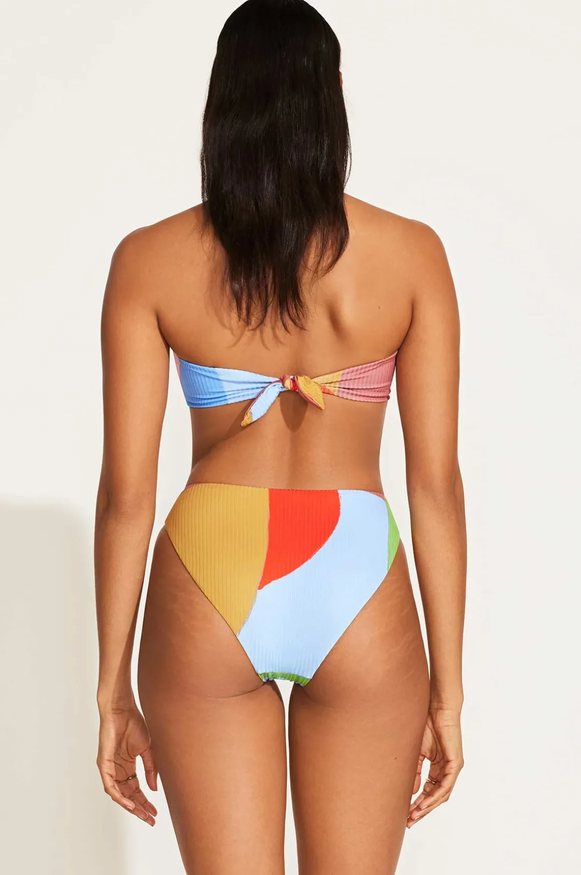 Vitamin A Cali High Leg Classic Coverage Bottom Abstract Colorblock EcoRib BT