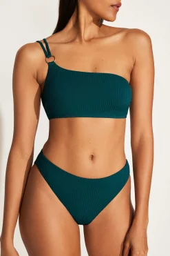 Vitamin A Cali High Leg Classic Coverage Bottom Emerald EcoRib