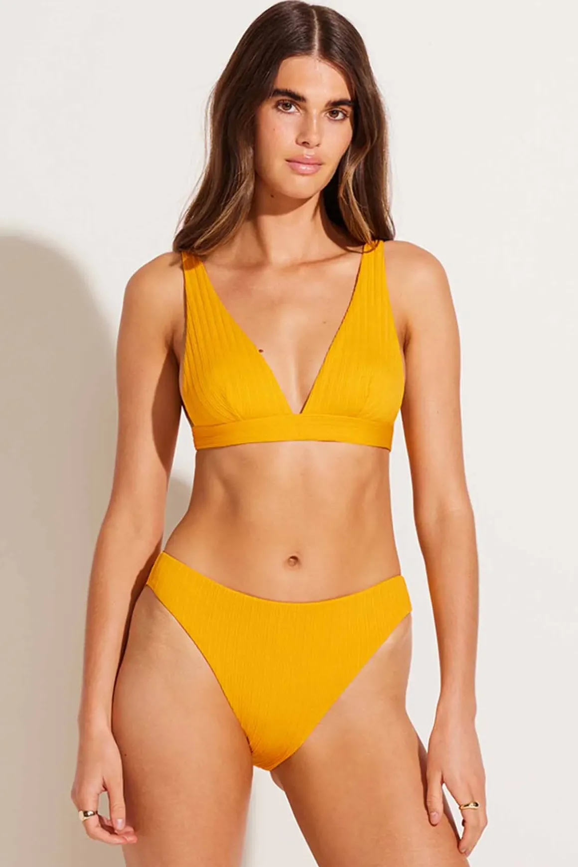 Vitamin A Cali High Leg Full Bottom Sunflower Pucker Rib