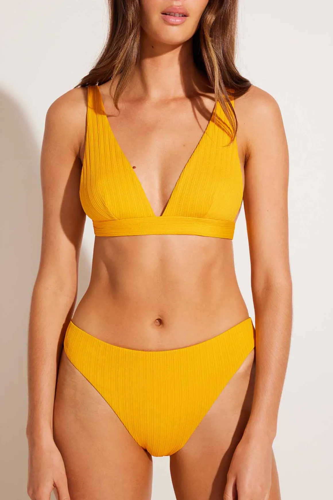 Vitamin A Cali High Leg Full Bottom Sunflower Pucker Rib