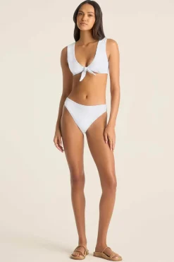 Vitamin A Cassia Crop Top White Seersucker Stripe