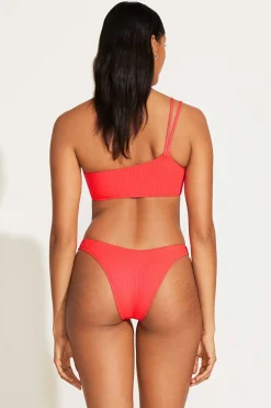 Vitamin A Cosmo One Shoulder Top Coral Glow EcoRib BT