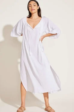 Vitamin A Costa Caftan White Crinkle Organic Cotton