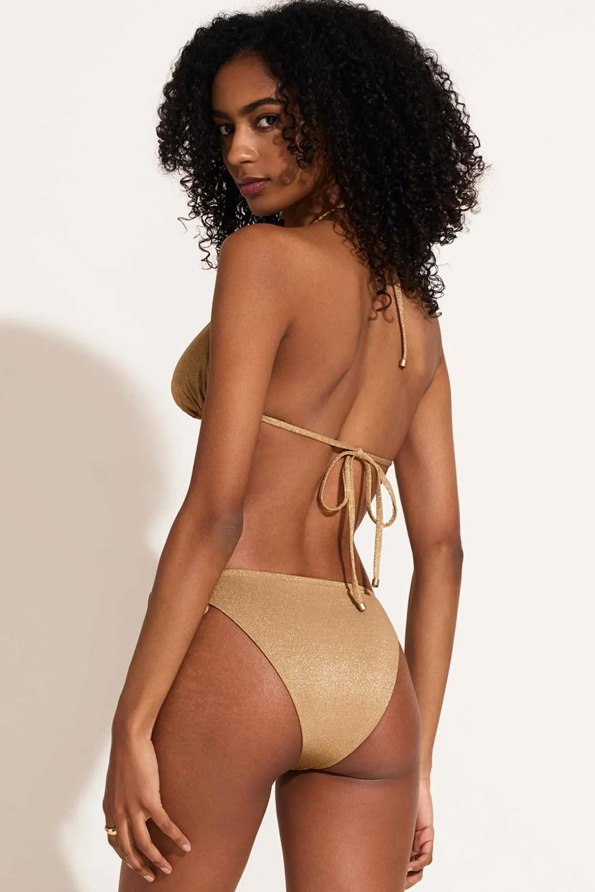 Vitamin A Elle Adjustable Tie Side Bottom Golden Glow Metallic