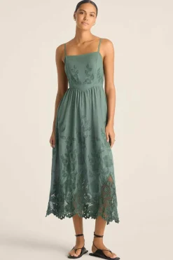 Vitamin A Flora Dress Sea Green Beachside Broderie