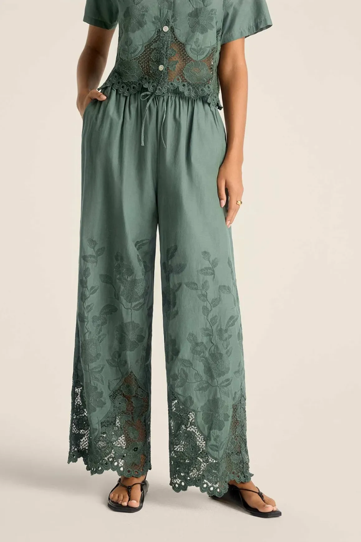 Vitamin A Flora Pant Sea Green Beachside Broderie