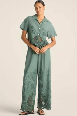 Vitamin A Flora Pant Sea Green Beachside Broderie