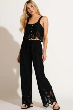 Vitamin A Flora Tank Black Beachside Broderie
