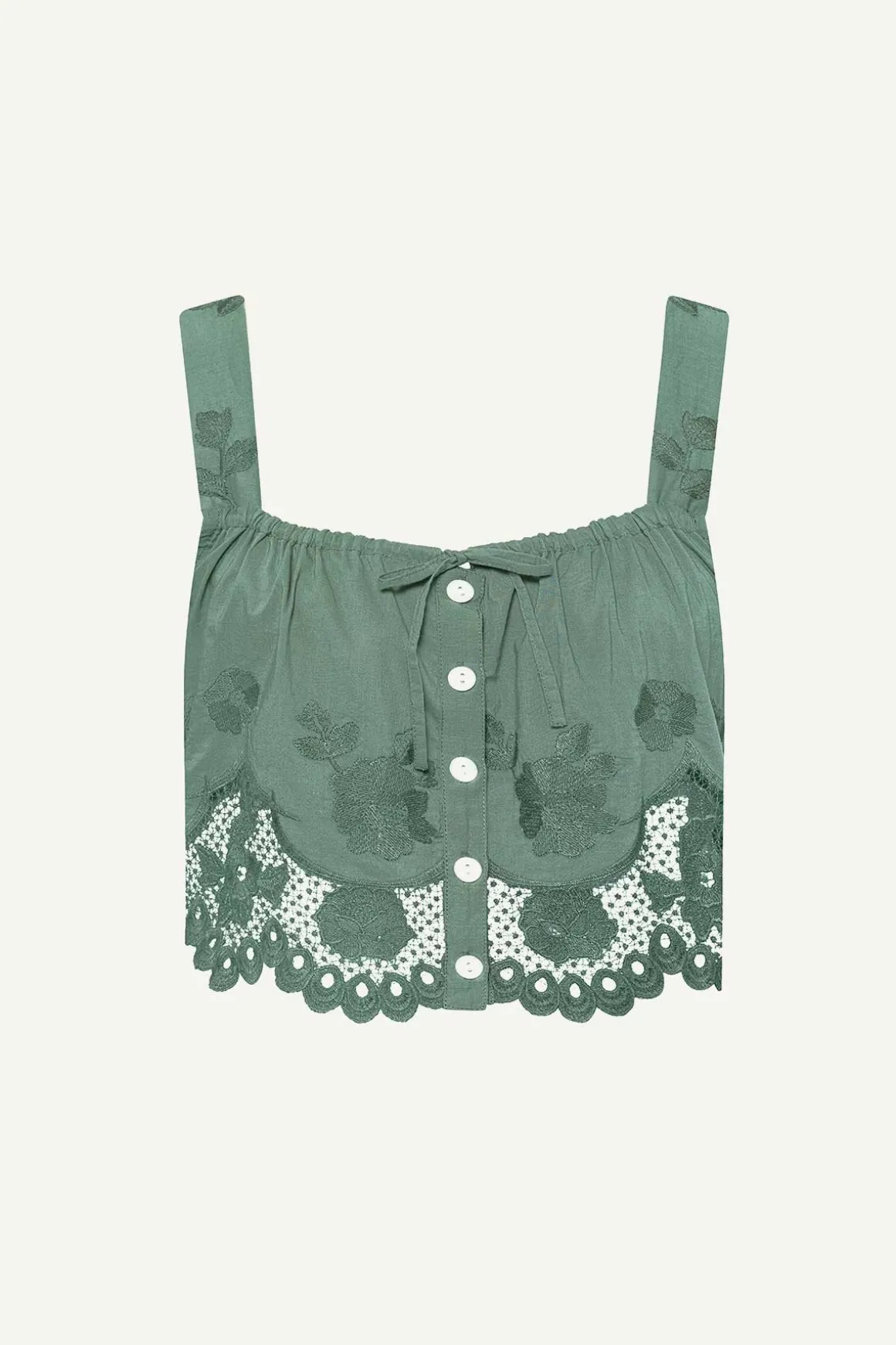 Vitamin A Flora Tank Sea Green Beachside Broderie