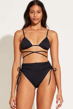 Vitamin A Gemma Ruched High Waist Bottom Black EcoLux