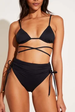 Vitamin A Gemma Ruched High Waist Bottom Black EcoLux