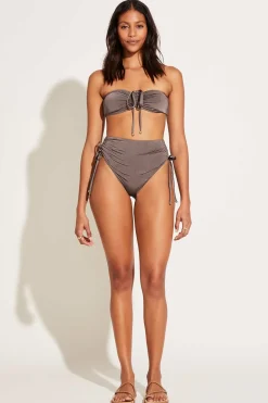 Vitamin A Gemma Ruched High Waist Bottom Mineral EcoLux